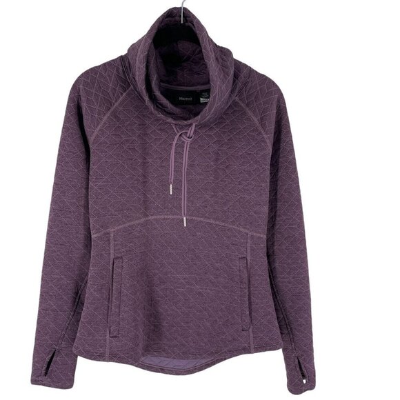 Marmot Women 's Annie Purple Long Sleeve Quilted Jacquard Cowl Neck Pullover S - Picture 3 of 10